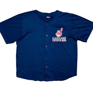 Cleveland Indians Chief Wahoo Competitor 1992 Vintage Button Up Jersey, Men's XL